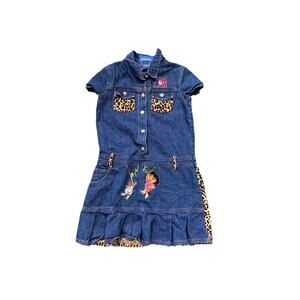 Vintage Dora The Explorer Y2K Denim Dress Size 6X 2005 Rainforest Rescue M6